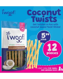 All Natural Coconut Dog Twist Sticks Treat (12-Pack)