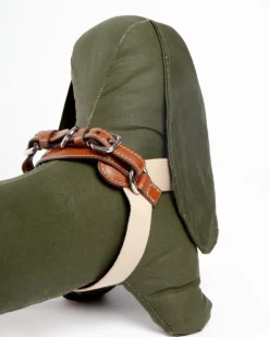 Aria Textile Dog Harness in Natural + Tobacco (Made in Italy)