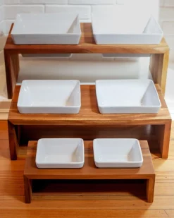 Artisan Double Wood Feeder in Bamboo (Drop-Ship)