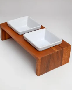 Artisan Double Wood Feeder in Bamboo (Drop-Ship)