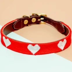 Big Hearted Needlepoint Dog Collar