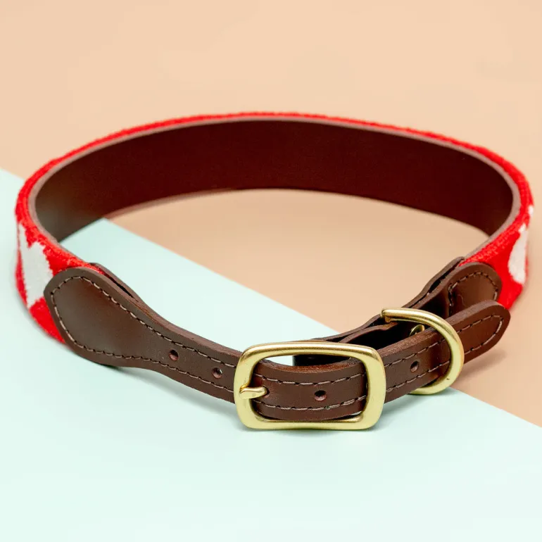 Big Hearted Needlepoint Dog Collar
