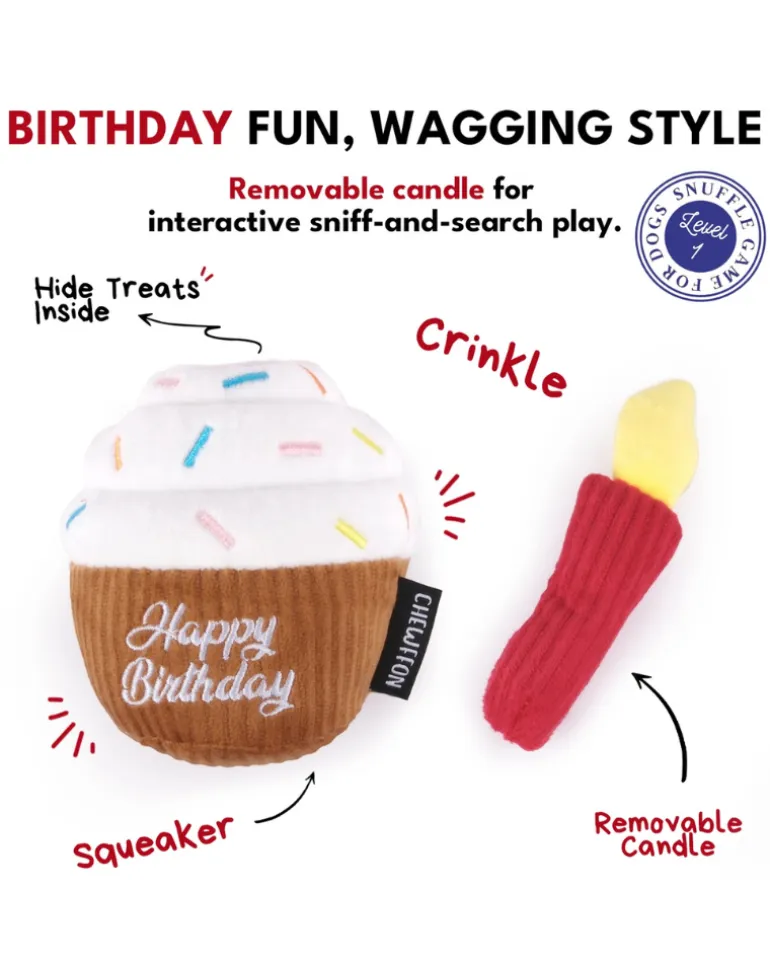 Birthday Cupcake Squeaky Snuffle Dog Toy