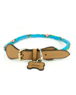 Blue Vogue Beaded Dog Collar (Rolled or Flat)
