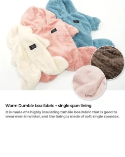 Boa Fleece Onesie for Dogs - Dachshund Fit (in Blue, Pink, Ivory, or Grey) (FINAL SALE)
