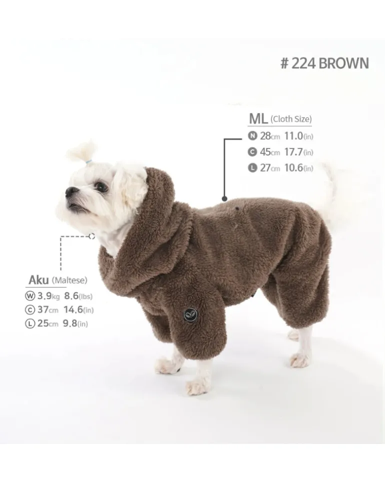 Boa Fleece Onesie for Dogs - Regular Fit (in Blue, Pink, Brown Ivory, or Grey) (FINAL SALE)