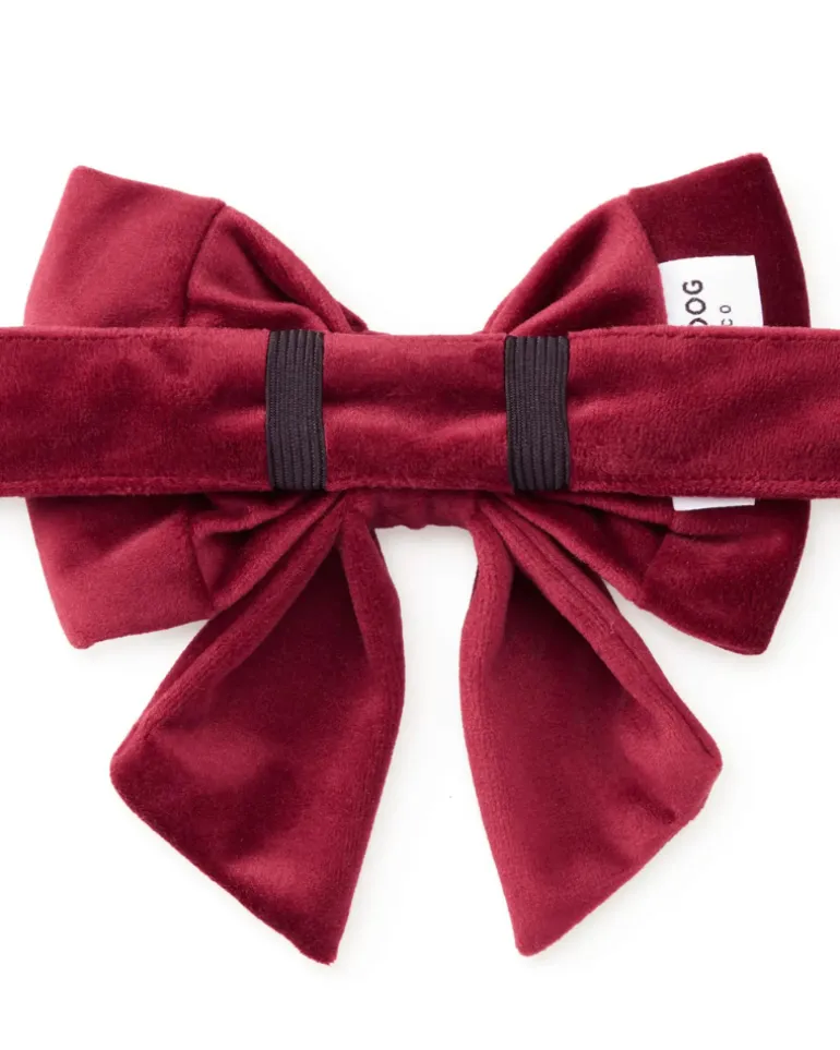 Burgundy Velvet Sailor Dog Bow Tie