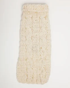 Cable Knit Wool Dog Sweater in Natural