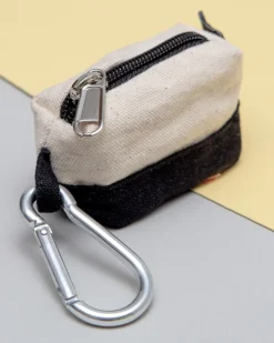 Canvas Clean-Up Poo Bag Roll Holder in Natural + Black
