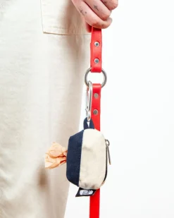 Canvas Clean-Up Poo Bag Roll Holder in Natural + Navy
