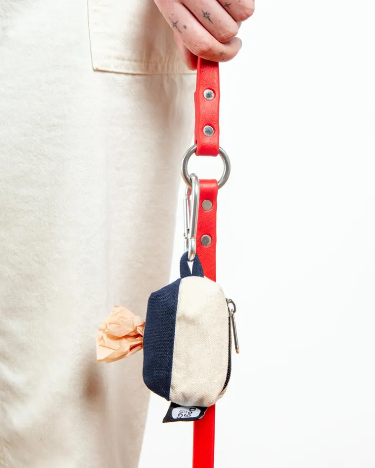 Canvas Clean-Up Poo Bag Roll Holder in Natural + Navy