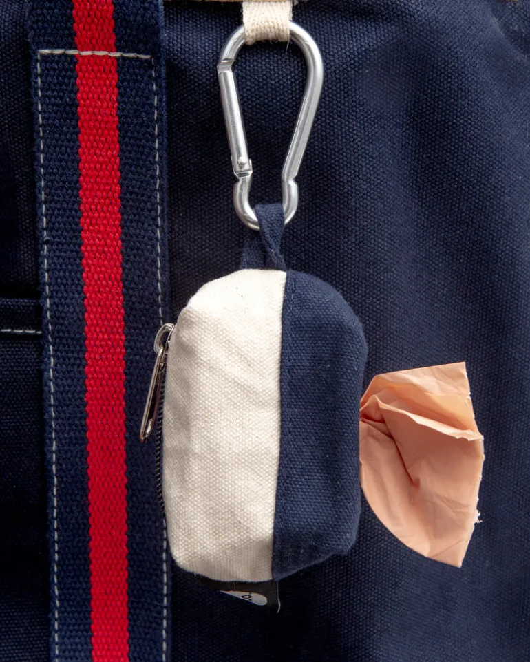 Canvas Clean-Up Poo Bag Roll Holder in Natural + Navy
