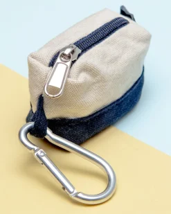 Canvas Clean-Up Poo Bag Roll Holder in Natural + Navy