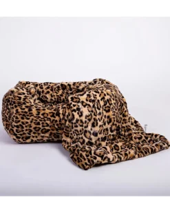 Cashmere Collection Faux-Fur Dog Bed in Leopard (Custom/Direct-Ship) (Made in the USA)