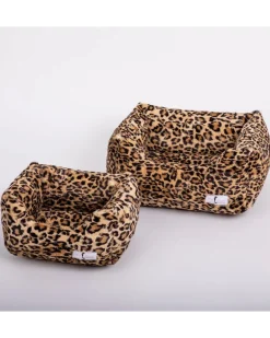 Cashmere Collection Faux-Fur Dog Bed in Leopard (Custom/Direct-Ship) (Made in the USA)