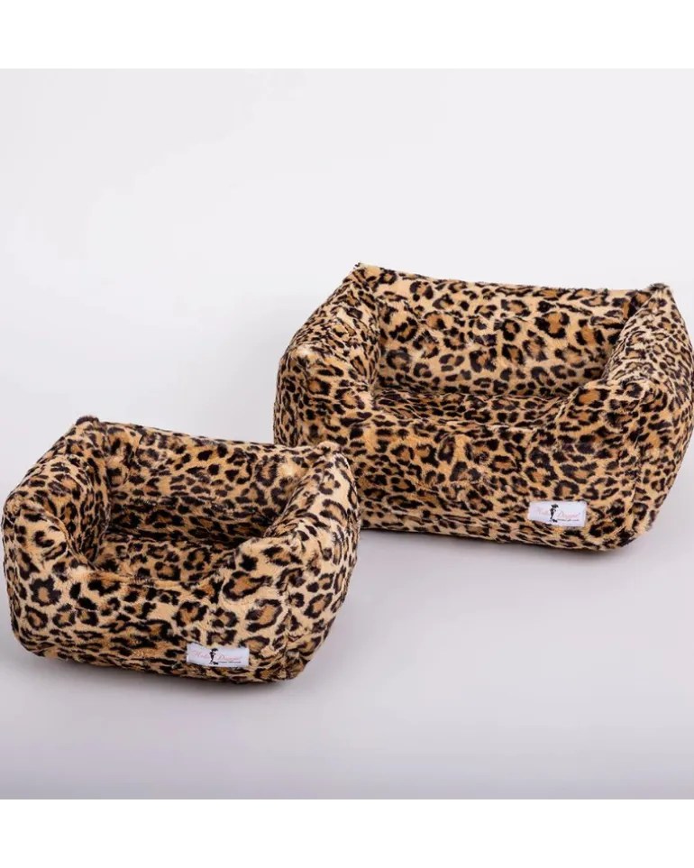 Cashmere Collection Faux-Fur Dog Bed in Leopard (Custom/Direct-Ship) (Made in the USA)