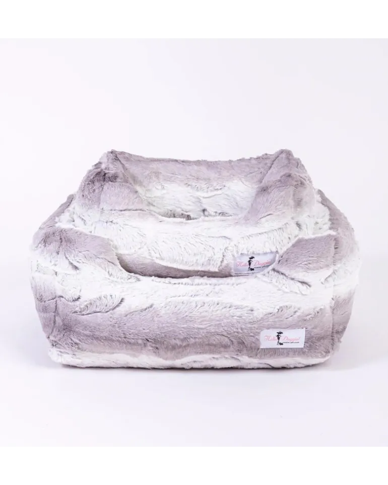 Cashmere Collection Faux-Fur Dog Bed in Soft Grey (Custom/Direct-Ship) (Made in the USA)
