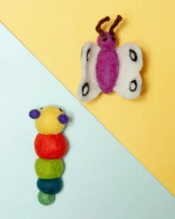 Caterpillar & Butterfly Wool Cat Toy (2-Pack)