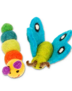 Caterpillar & Butterfly Wool Cat Toy (2-Pack)