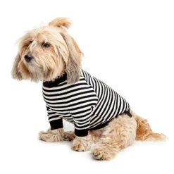 Cheeky Stripe Pullover in Black & White with Black Trim