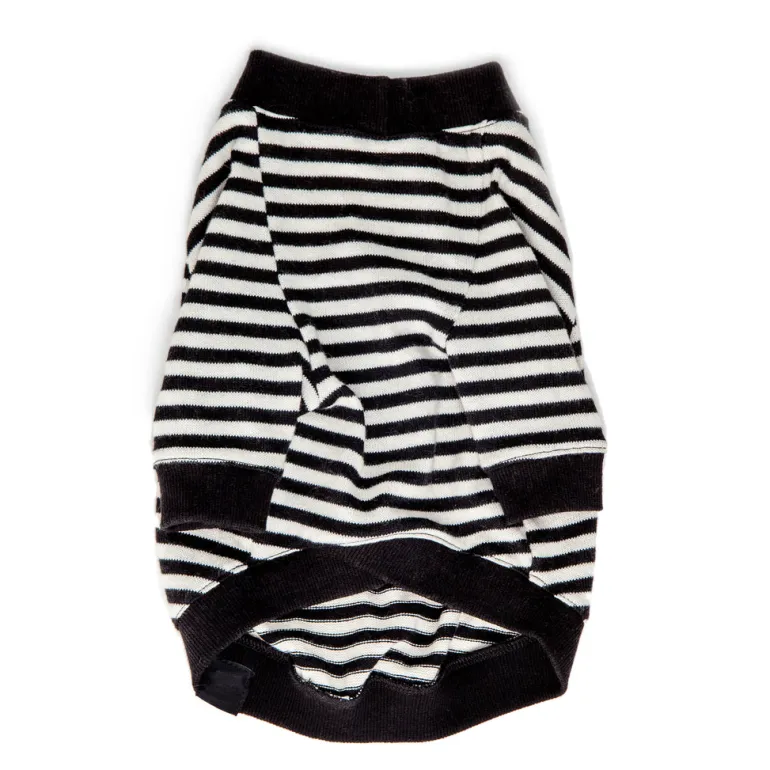 Cheeky Stripe Pullover in Black & White with Black Trim