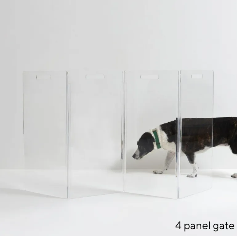 Clear Lucite Freestanding Zig-Zag Pet Gate (Made in the USA) (Direct-Ship)