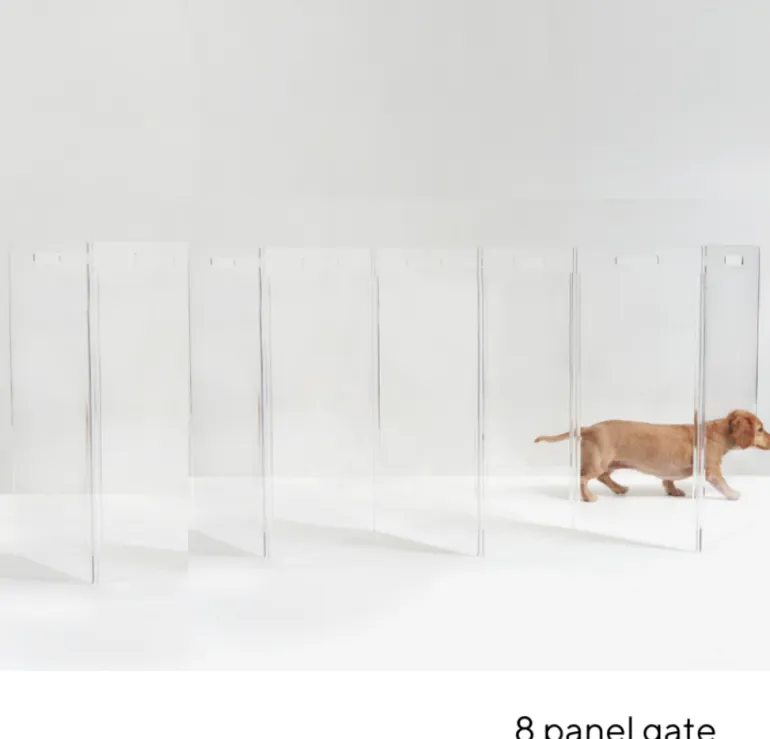 Clear Lucite Freestanding Zig-Zag Pet Gate (Made in the USA) (Direct-Ship)