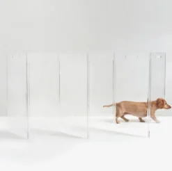 Clear Lucite Freestanding Zig-Zag Pet Gate (Made in the USA) (Direct-Ship)