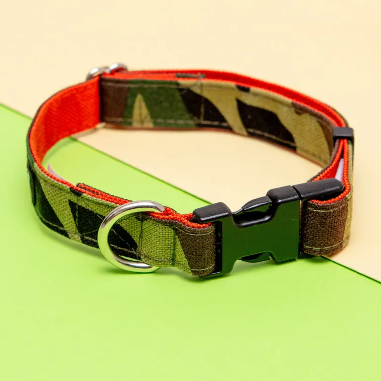 Cordura Dog Collar in Camo & Neon Orange (Made in the USA)