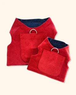 Corduroy Dog Harness in Cherry (Made in the USA) (FINAL SALE)
