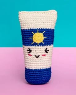 Cotton Crochet Sun Tan Lotion Squeaky Toy for Dogs