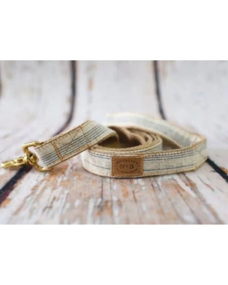 Cream & Navy Seed Sack Dog Lead (Made in the USA)