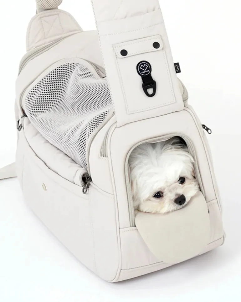 Crossbody SMART Sling Dog Carrier in Black or Beige