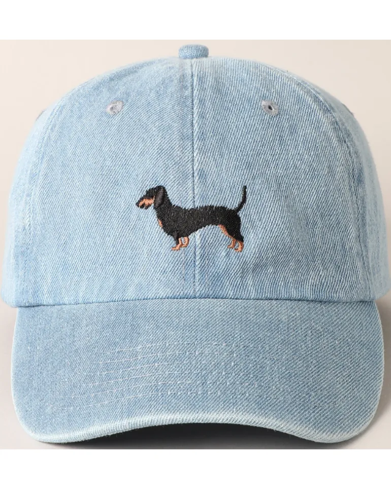Dachshund Embroidered Denim Hat