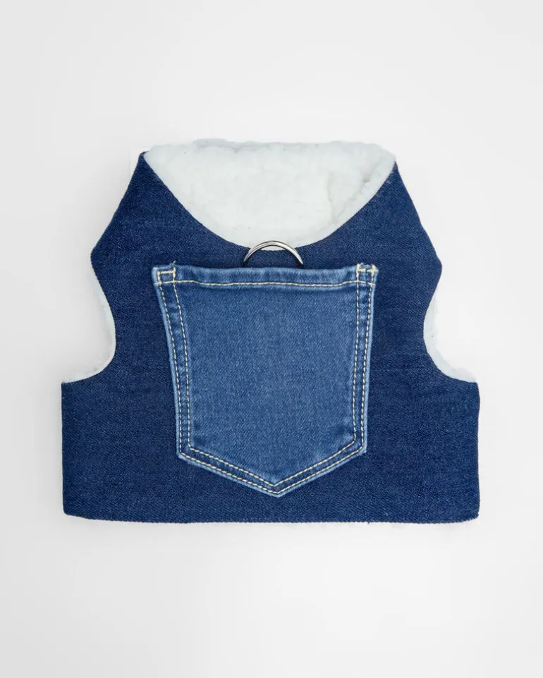 Denim & Shearling Sherpa Dog Harness (Made in the USA) (Dog & Co. Exclusive)