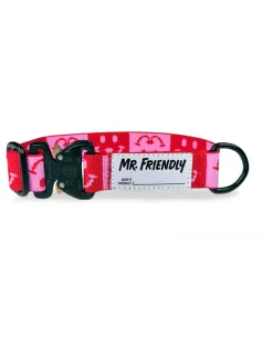 Dog Collar with Black Hardware in Pink & Red (Made in the USA)