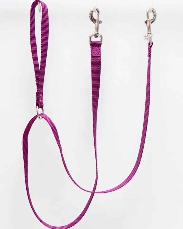 Double Clip Training Leash in Burgundy (Made in the USA)
