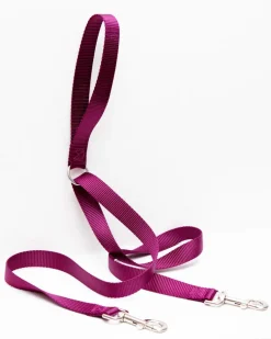 Double Clip Training Leash in Burgundy (Made in the USA)