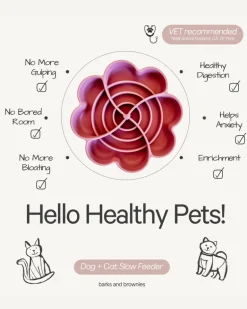 Flower Slow Feeder for Dogs and Cats in Strawberry