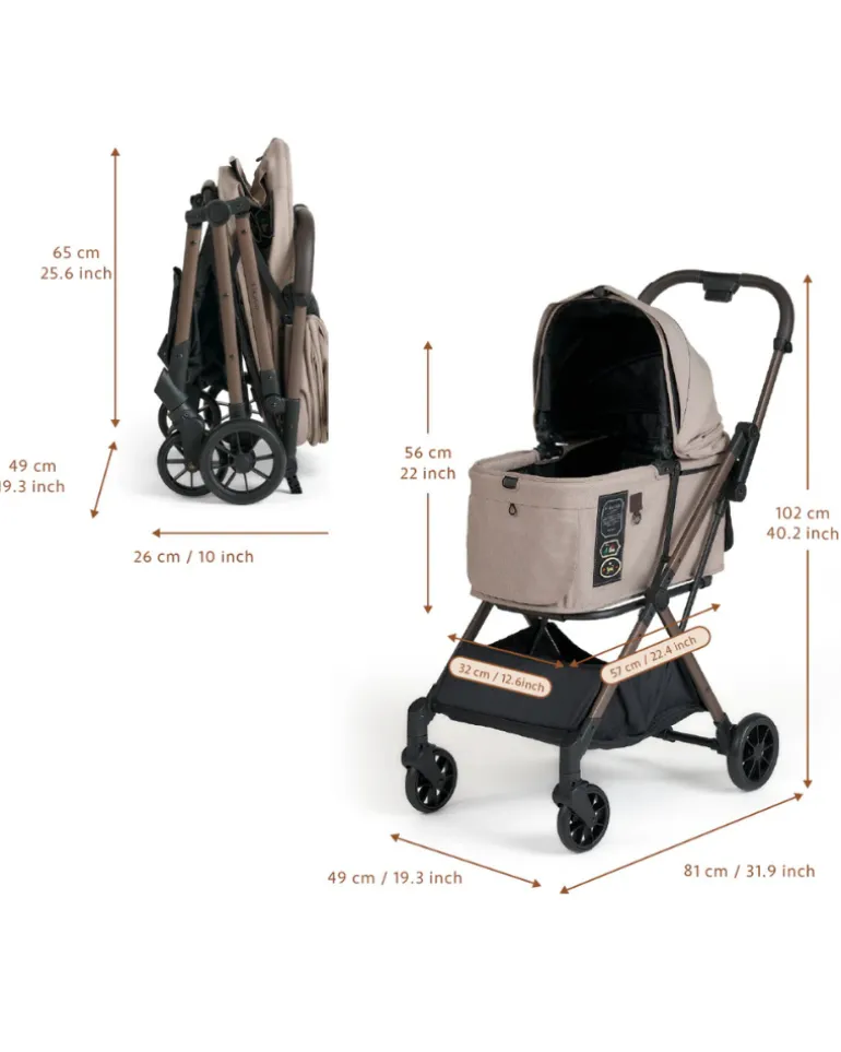 FREE-TO-GO 2 Pet Stroller in Sandy Beige (NYC In-Store or Local Pick-Up ONLY)