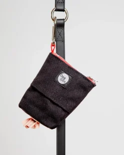 Good Girl Bag Treat + Poop Bag Holder in Black Canvas with Red Trim