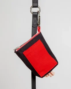 Good Girl Bag Treat + Poop Bag Holder in Black Canvas with Red Trim