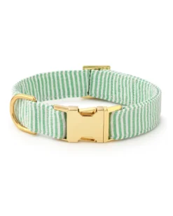Green Seersucker Dog Collar (Made in the USA)