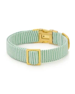 Green Seersucker Dog Collar (Made in the USA)