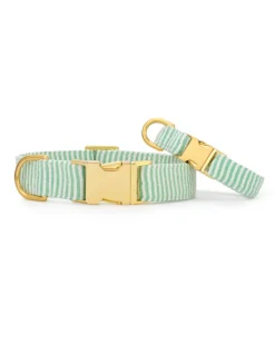 Green Seersucker Dog Collar (Made in the USA)
