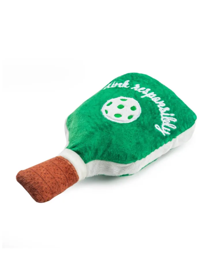 Green Stripe Pickleball Paddle Plush Squeaky Dog Toy