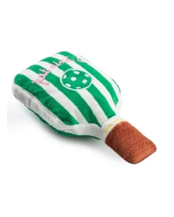 Green Stripe Pickleball Paddle Plush Squeaky Dog Toy