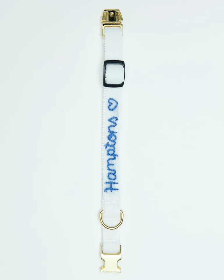 *Hamptons* Embroidered Velvet Dog Collar (Made in the USA)