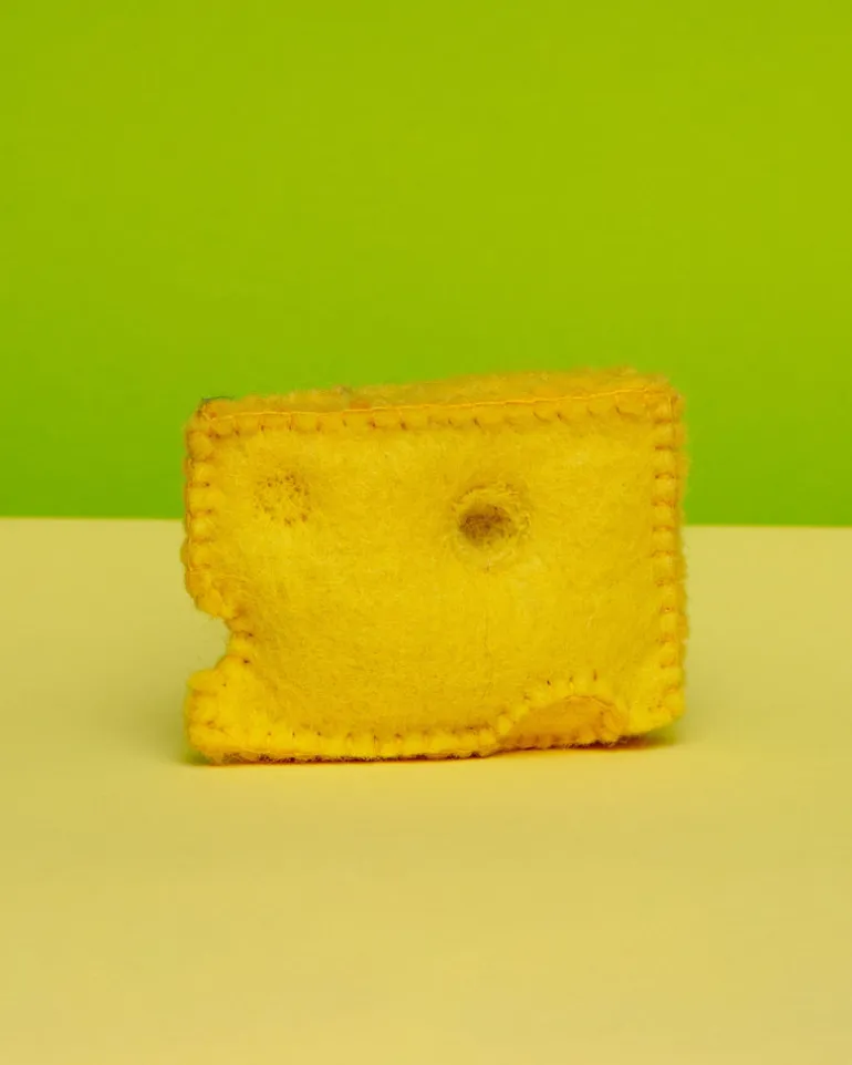 Hand Knit Swiss Cheese Cat Toy