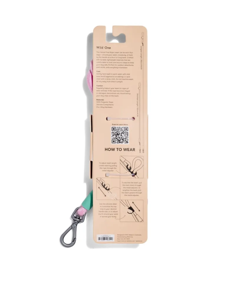 Hands-Free Rope Dog Leash in Bubblegum or Retro